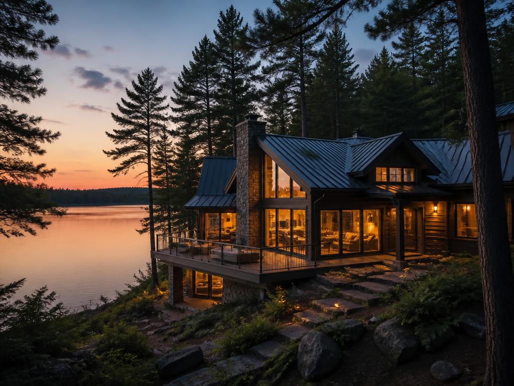 Modern Lake Home Metal Roof